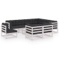 vidaXL Set de muebles de jardín 10 pzas con cojines madera pino blanco vidaXL Set de muebles de jardín 10 pzas con cojines madera pino blanco
