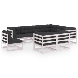 vidaXL Set de muebles de jardín 9 pzas con cojines madera pino blanco