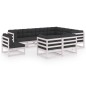 vidaXL Set de muebles de jardín 9 pzas con cojines madera pino blanco vidaXL Set de muebles de jardín 9 pzas con cojines madera pino blanco