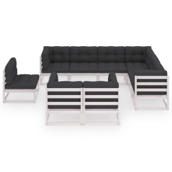 vidaXL Set de muebles de jardín 9 pzas con cojines madera pino blanco