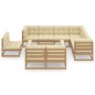 vidaXL Set de muebles de jardín 10 pzs cojines madera pino marrón miel vidaXL Set de muebles de jardín 10 pzs cojines madera pino marrón miel