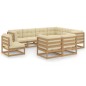 vidaXL Set de muebles de jardín 9 pzs cojines madera pino marrón miel vidaXL Set de muebles de jardín 9 pzs cojines madera pino marrón miel
