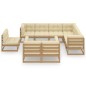 vidaXL Set de muebles de jardín 9 pzs cojines madera pino marrón miel vidaXL Set de muebles de jardín 9 pzs cojines madera pino marrón miel