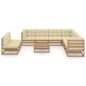 vidaXL Set de muebles de jardín 10 pzs cojines madera pino marrón miel vidaXL Set de muebles de jardín 10 pzs cojines madera pino marrón miel