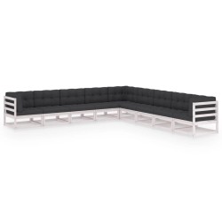 vidaXL Set de muebles de jardín 9 pzas con cojines madera pino blanco