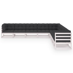 vidaXL Set de muebles de jardín 9 pzas con cojines madera pino blanco