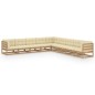 vidaXL Set de muebles de jardín 9 pzs cojines madera pino marrón miel vidaXL Set de muebles de jardín 9 pzs cojines madera pino marrón miel