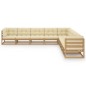 vidaXL Set de muebles de jardín 9 pzs cojines madera pino marrón miel vidaXL Set de muebles de jardín 9 pzs cojines madera pino marrón miel