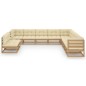 vidaXL Set de muebles de jardín 11 pzs cojines madera pino marrón miel vidaXL Set de muebles de jardín 11 pzs cojines madera pino marrón miel