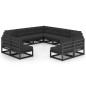 vidaXL Set de muebles de jardín 11 pzas con cojines madera pino negro vidaXL Set de muebles de jardín 11 pzas con cojines madera pino negro