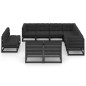 vidaXL Set de muebles de jardín 11 pzas con cojines madera pino negro vidaXL Set de muebles de jardín 11 pzas con cojines madera pino negro