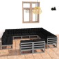 vidaXL Set de muebles de jardín 12 pzas con cojines madera pino gris vidaXL Set de muebles de jardín 12 pzas con cojines madera pino gris