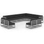 vidaXL Set de muebles de jardín 12 pzas con cojines madera pino gris vidaXL Set de muebles de jardín 12 pzas con cojines madera pino gris