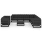 vidaXL Set de muebles de jardín 10 pzas con cojines madera pino negro vidaXL Set de muebles de jardín 10 pzas con cojines madera pino negro