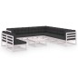 vidaXL Set de muebles de jardín 10 pzas con cojines madera pino blanco vidaXL Set de muebles de jardín 10 pzas con cojines madera pino blanco