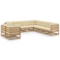 vidaXL Set de muebles de jardín 9 pzs cojines madera pino marrón miel vidaXL Set de muebles de jardín 9 pzs cojines madera pino marrón miel