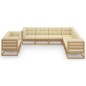 vidaXL Set de muebles de jardín 9 pzs cojines madera pino marrón miel vidaXL Set de muebles de jardín 9 pzs cojines madera pino marrón miel