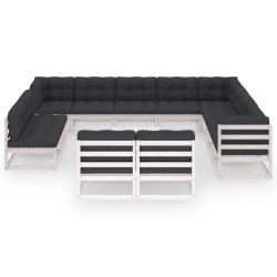 vidaXL Set de muebles de jardín 13 pzas con cojines madera pino blanco