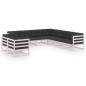 vidaXL Set de muebles de jardín 9 pzas con cojines madera pino blanco vidaXL Set de muebles de jardín 9 pzas con cojines madera pino blanco