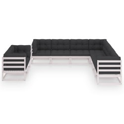 vidaXL Set de muebles de jardín 9 pzas con cojines madera pino blanco