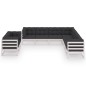 vidaXL Set de muebles de jardín 9 pzas con cojines madera pino blanco vidaXL Set de muebles de jardín 9 pzas con cojines madera pino blanco