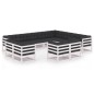 vidaXL Set de muebles de jardín 12 pzas con cojines madera pino blanco vidaXL Set de muebles de jardín 12 pzas con cojines madera pino blanco