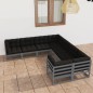 vidaXL Set de muebles de jardín 8 pzas con cojines madera pino gris vidaXL Set de muebles de jardín 8 pzas con cojines madera pino gris