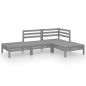 vidaXL Juego de muebles de jardín 4 piezas madera maciza de pino gris