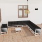 vidaXL Set de muebles de jardín 12 pzas con cojines madera pino blanco