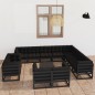 vidaXL Set de muebles de jardín 13 pzas con cojines madera pino negro vidaXL Set de muebles de jardín 13 pzas con cojines madera pino negro