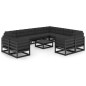 vidaXL Set de muebles de jardín 13 pzas con cojines madera pino negro vidaXL Set de muebles de jardín 13 pzas con cojines madera pino negro