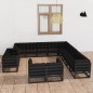 vidaXL Set de muebles de jardín 13 pzas con cojines madera pino negro vidaXL Set de muebles de jardín 13 pzas con cojines madera pino negro