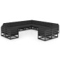 vidaXL Set de muebles de jardín 13 pzas con cojines madera pino negro vidaXL Set de muebles de jardín 13 pzas con cojines madera pino negro