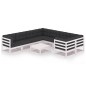 vidaXL Set de muebles de jardín 9 pzas con cojines madera pino blanco vidaXL Set de muebles de jardín 9 pzas con cojines madera pino blanco