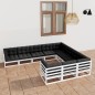 vidaXL Set de muebles de jardín 10 pzas con cojines madera pino blanco vidaXL Set de muebles de jardín 10 pzas con cojines madera pino blanco
