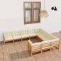 vidaXL Set de muebles de jardín 10 pzs cojines madera pino marrón miel vidaXL Set de muebles de jardín 10 pzs cojines madera pino marrón miel