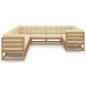 vidaXL Set de muebles de jardín 10 pzs cojines madera pino marrón miel vidaXL Set de muebles de jardín 10 pzs cojines madera pino marrón miel