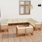 vidaXL Set de muebles de jardín 12 pzs cojines madera pino marrón miel vidaXL Set de muebles de jardín 12 pzs cojines madera pino marrón miel