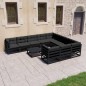 vidaXL Set de muebles de jardín 11 pzas con cojines madera pino negro vidaXL Set de muebles de jardín 11 pzas con cojines madera pino negro