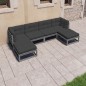 vidaXL Set de muebles de jardín 6 pzas con cojines madera pino gris vidaXL Set de muebles de jardín 6 pzas con cojines madera pino gris