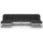 vidaXL Set de muebles de jardín 6 pzas con cojines madera pino gris vidaXL Set de muebles de jardín 6 pzas con cojines madera pino gris