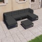 vidaXL Set de muebles de jardín 7 pzas con cojines madera pino negro vidaXL Set de muebles de jardín 7 pzas con cojines madera pino negro
