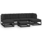 vidaXL Set de muebles de jardín 7 pzas con cojines madera pino negro vidaXL Set de muebles de jardín 7 pzas con cojines madera pino negro