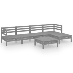 vidaXL Juego de muebles de jardín 9 piezas madera pino maciza gris