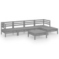 vidaXL Juego de muebles de jardín 9 piezas madera pino maciza gris vidaXL Juego de muebles de jardín 9 piezas madera pino maciza gris
