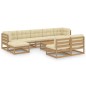 vidaXL Set de muebles de jardín 10 pzs cojines madera pino marrón miel vidaXL Set de muebles de jardín 10 pzs cojines madera pino marrón miel