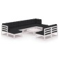 vidaXL Set de muebles de jardín 10 pzas con cojines madera pino blanco