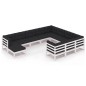 vidaXL Set de muebles de jardín 11 pzas con cojines madera pino blanco vidaXL Set de muebles de jardín 11 pzas con cojines madera pino blanco