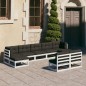 vidaXL Set de muebles de jardín 9 pzas con cojines madera pino blanco vidaXL Set de muebles de jardín 9 pzas con cojines madera pino blanco