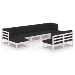 vidaXL Set de muebles de jardín 9 pzas con cojines madera pino blanco